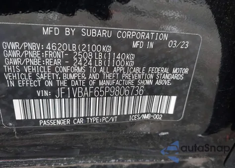 2023 Subaru Wrx Premium from USA, damaged, VIN JF1VBAF65P9806736